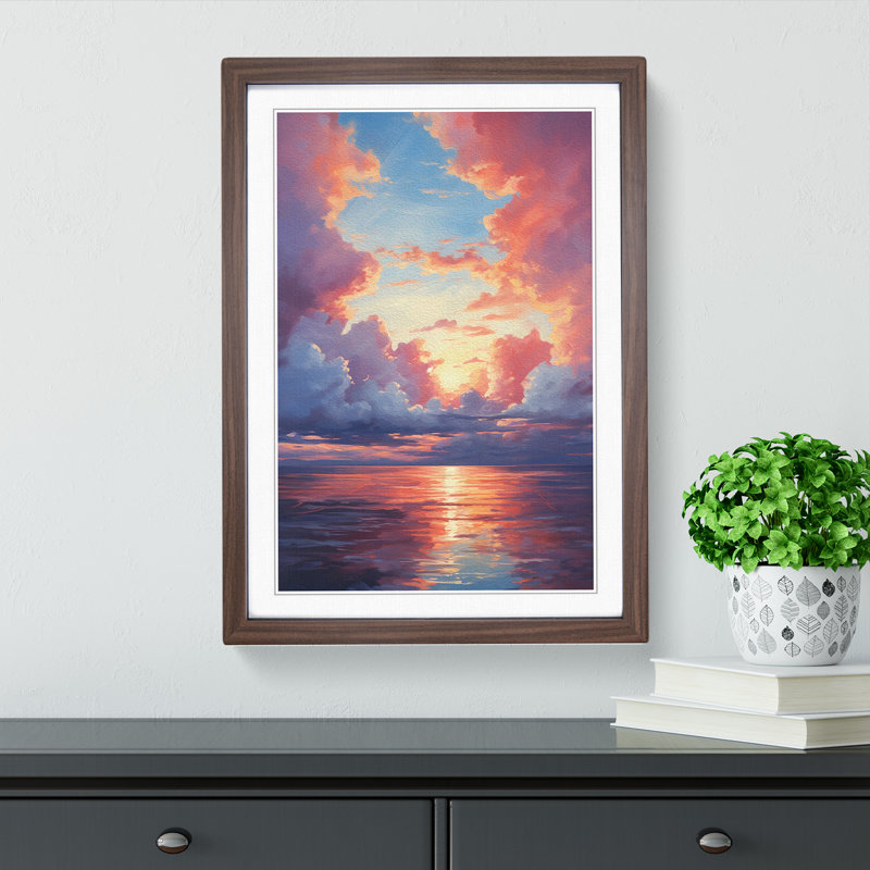 Single Picture Frame Print on Wood, Walnut Framed, 64cm H x 46cm W