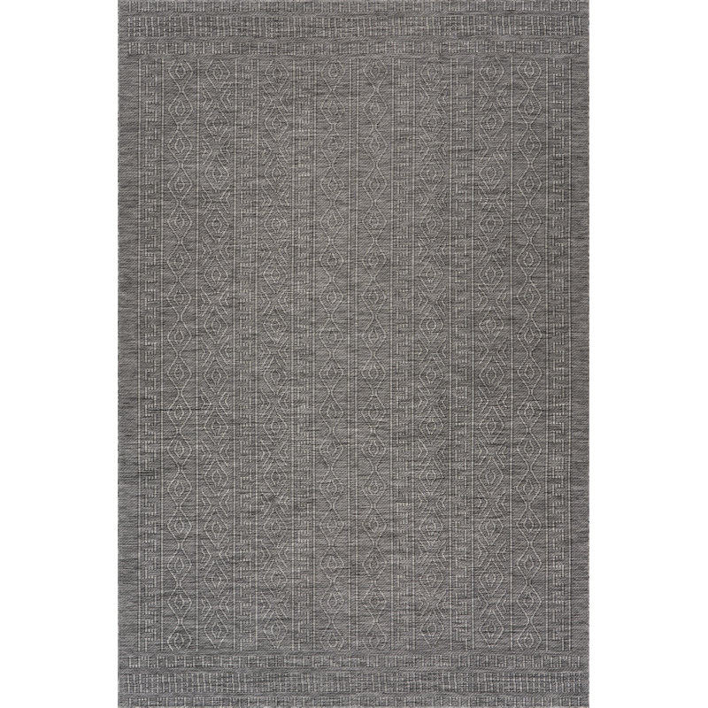  Anessae Indoor/Outdoor Contemporary Area Rug, Rectangle 6' x 9', Gray
