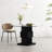 Wood Pedestal Round Dining Table Tempered Glass Top