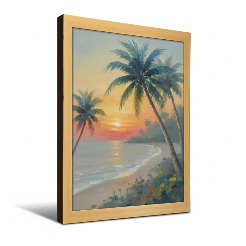 Plantes et fleurs, coucher de soleil tropical, palmiers, H 30 po x l 20 po, Toile tendue, Ne s’applique pas