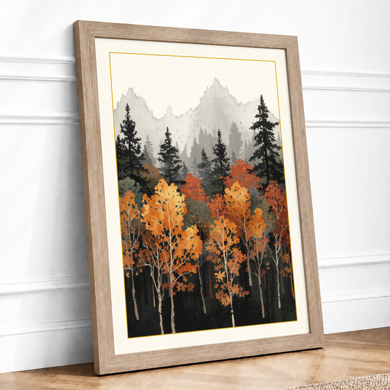 Mountains Beyond Birch Scandinavian - Print, A1 - 84.1 x 59.4 cm, Oak