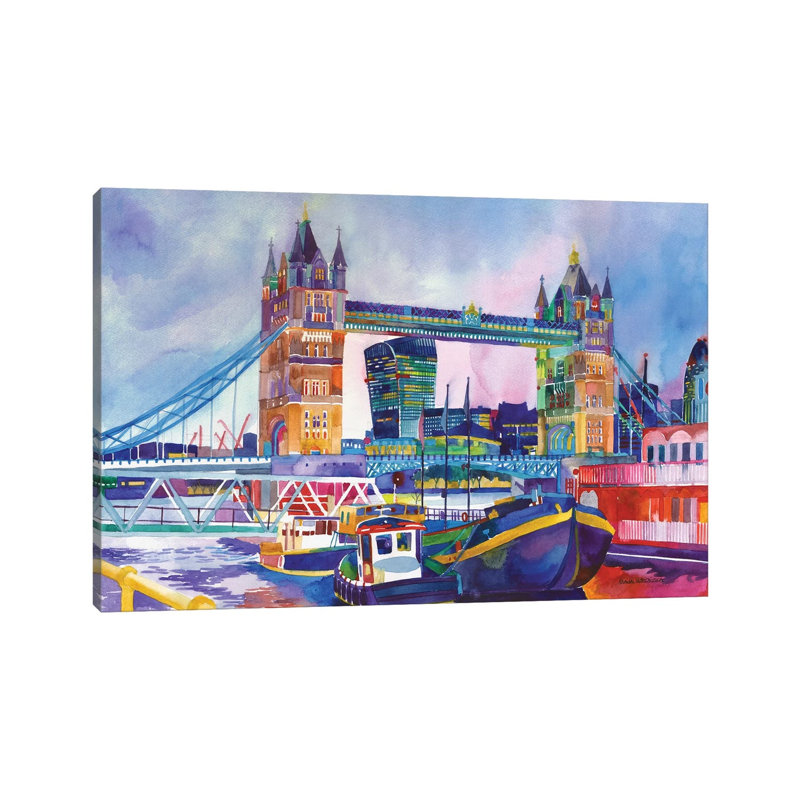 Sunset In London II by Maja Wronska - Wrapped Canvas Painting, 101.6 cm H x 66.04 cm W