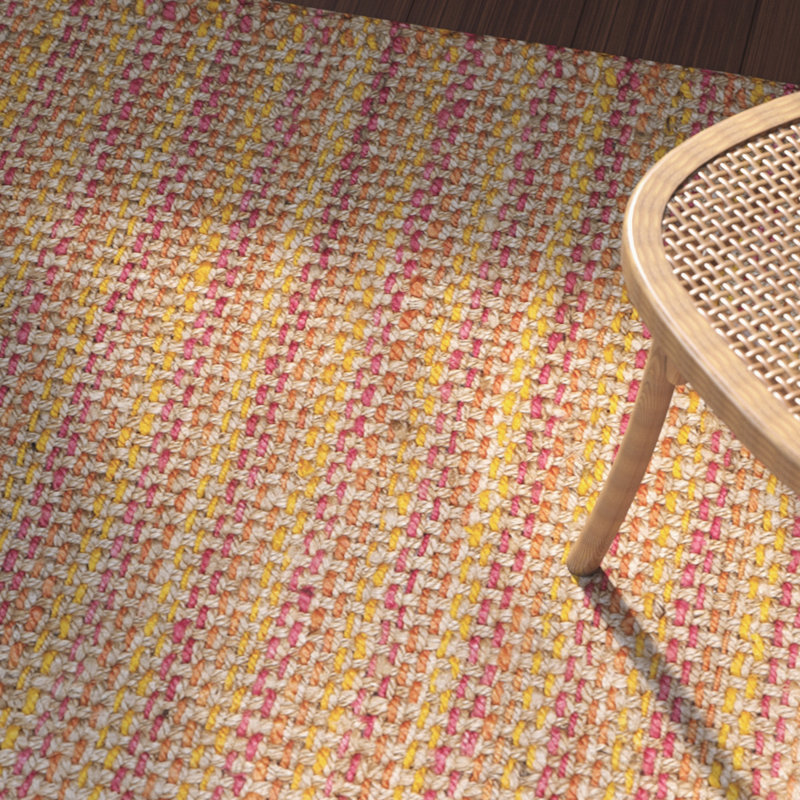 Tapis en jute tissé à la main en fibre naturelle Neta, Rectangle 8 pi x 10 pi