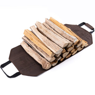 Firewood Carrier Tote Waxed Canvas Log Tote Carrying Bag Wood Carrier Bag with Handles Strap