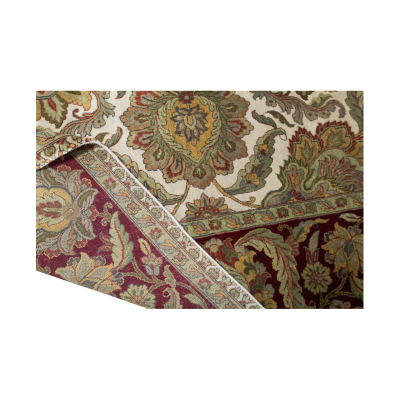 Tapis brun et rouge de haute qualité noué à la main
