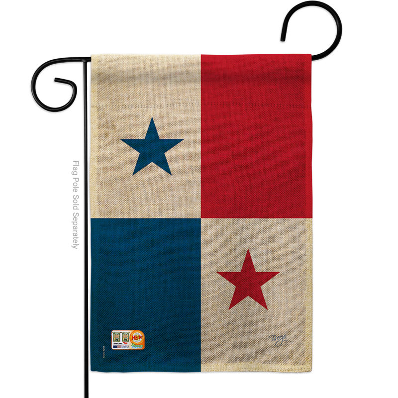 Drapeau de jardin à 2 côtés 5 pi 5 po x 1 pi. panama of the world side impressions en toile jute
