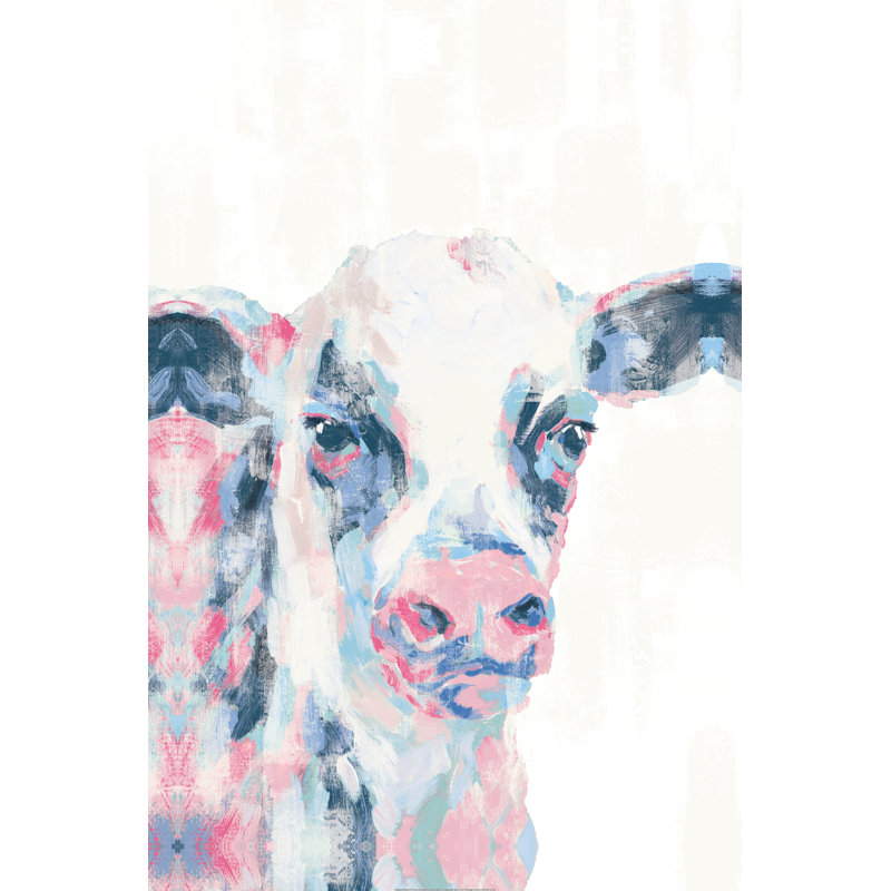 Bright Painted Cow - Painting on Canvas, 30cm H x 20cm W