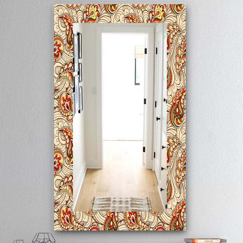 Miroir mural bohémien et éclectique d’automne, H 39,4 po x l 29,5 po