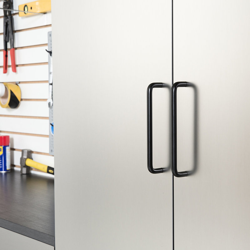 96 In. Wide Garage Cabinet D  3  In Contemporary Metallic Grey - Doors, Heat And Water Resistance, 2X Thicker Edge, E0-Grade Material, Shelf Feature, Heavy-Duty Metal Support Style,  3 , 96.6 Wide,