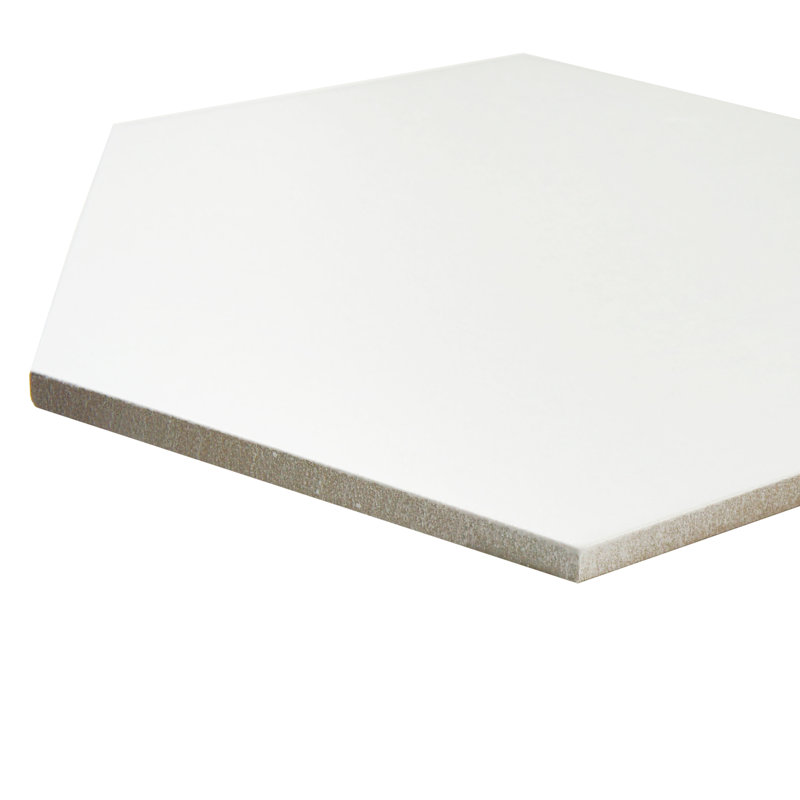 Carreau de porcelaine 9 po x 10 po Textile Hex, Blanc
