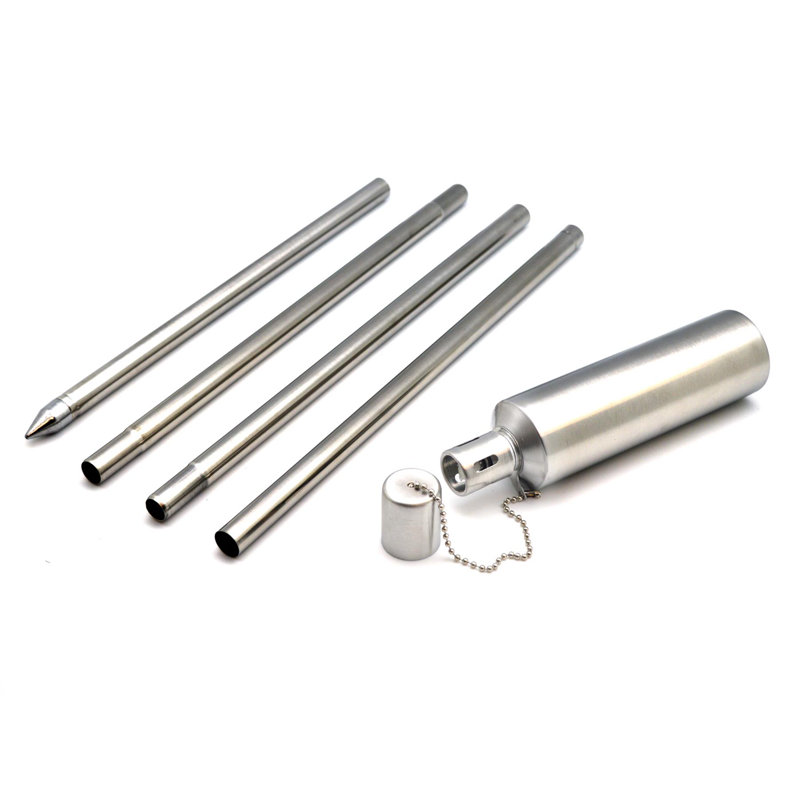 Harbour Housewares - 2x Garden Flame Torches - Metal Cylinder Design, Silver