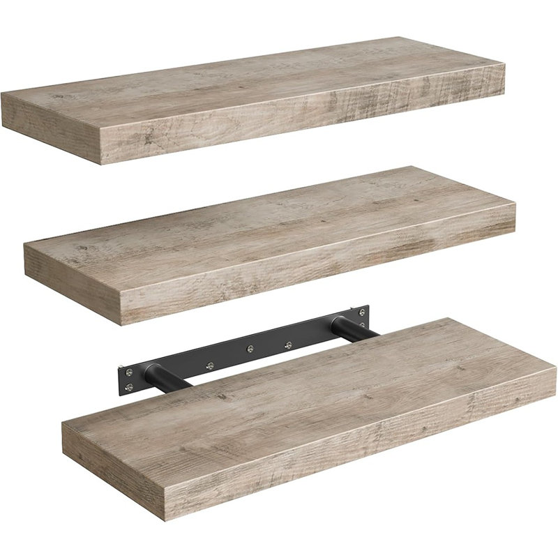 Floating Shelves For Wall, Set Of 3 – Farmhouse Hanging Book Shelves With Invisible Brackets