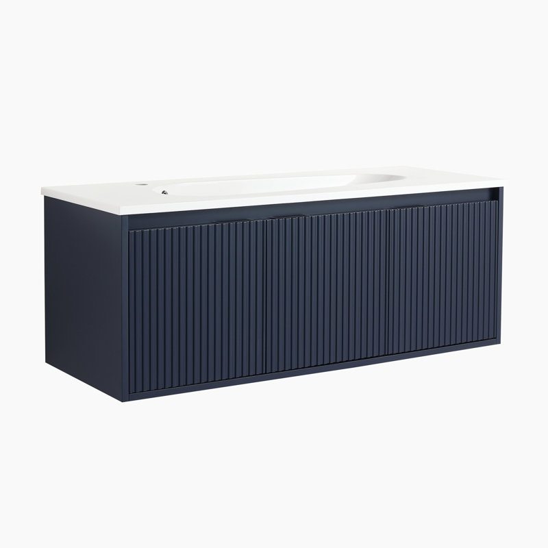 Meuble-lavabo simple mural 47,6 po avec plateau en céramique Aspacia