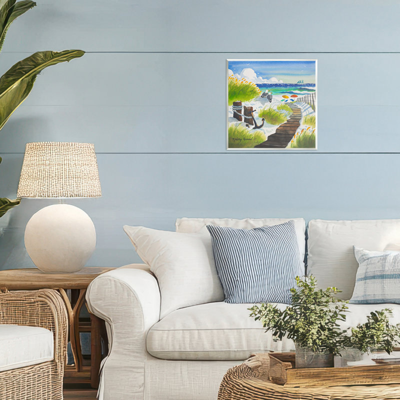 Plaque murale mouette et ancre sur le rivage, design Robin Altman