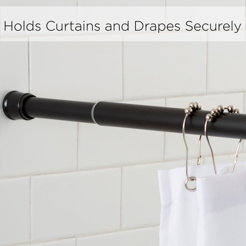 Matte Black Adjustable Tension Shower Curtain Rod, 72 inches
