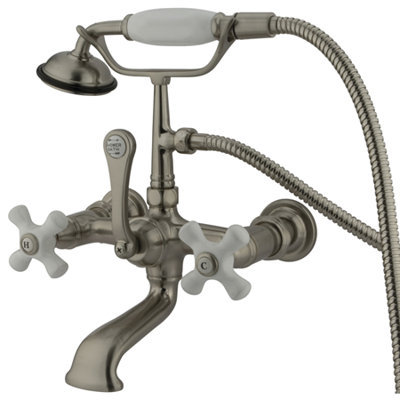 Hot Springs Triple Handle Wall Mounted Clawfoot Tub Faucet with Handshower