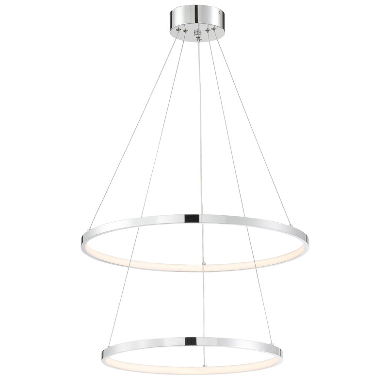 Saleigh 2 - Light LED Geometric Chandelier, Chrome, 1.25" H x 28" W x 28" D
