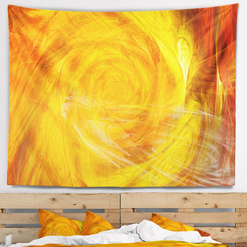 Tapisserie mystique rose fractale abstraite, H 50 po x l 60 po