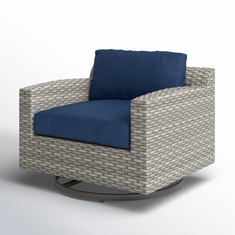 Swivel Premium All-Weather Wicker Outdoor Lounge Chair, Navy Performance