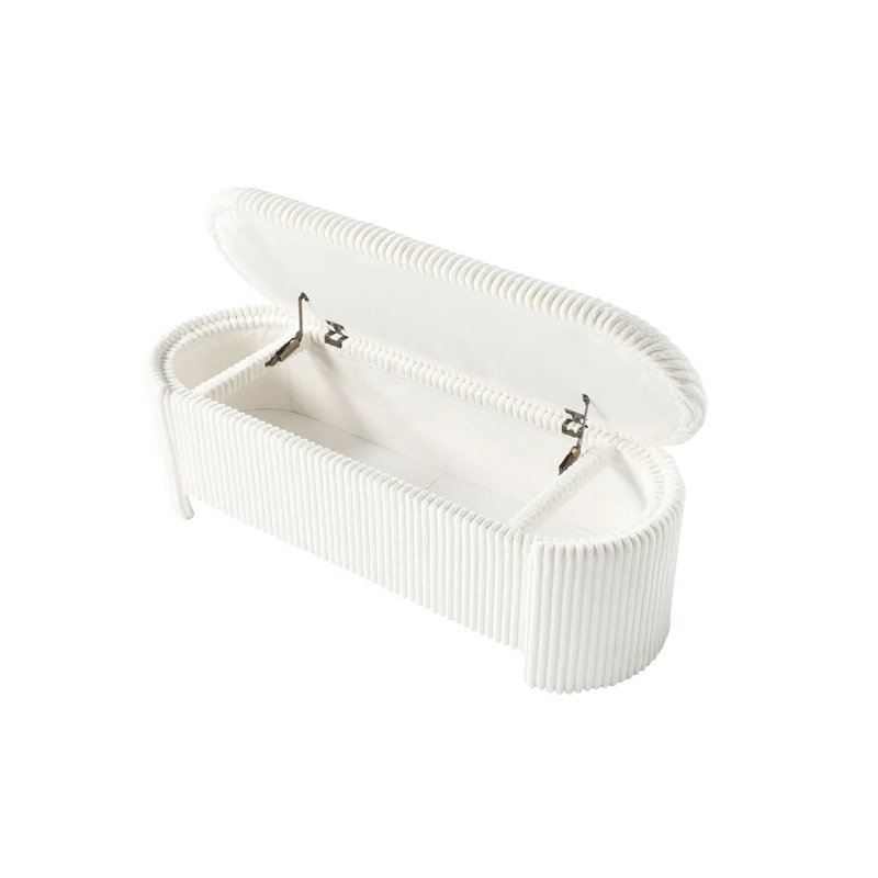 Banc de rangement contemporain l 50 po, blanc, Blanc