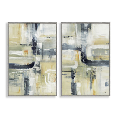Expressive Neutrals Composition 2pc Framed Giclee Set, design by Lisa Ridgers