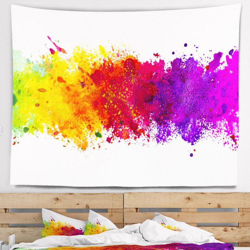 Tapisserie d'éclaboussure aquarelle artistique abstraite, H 50 po x l 60 po