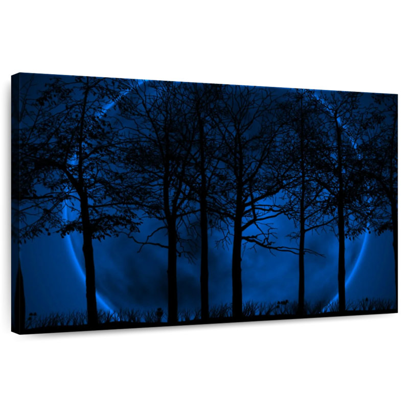 Silhouette de forêt bleue, H 8 po x l 12 po
