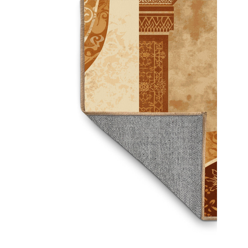 Tapis oriental brun délavé à la machine Madiun, 3 X 5
