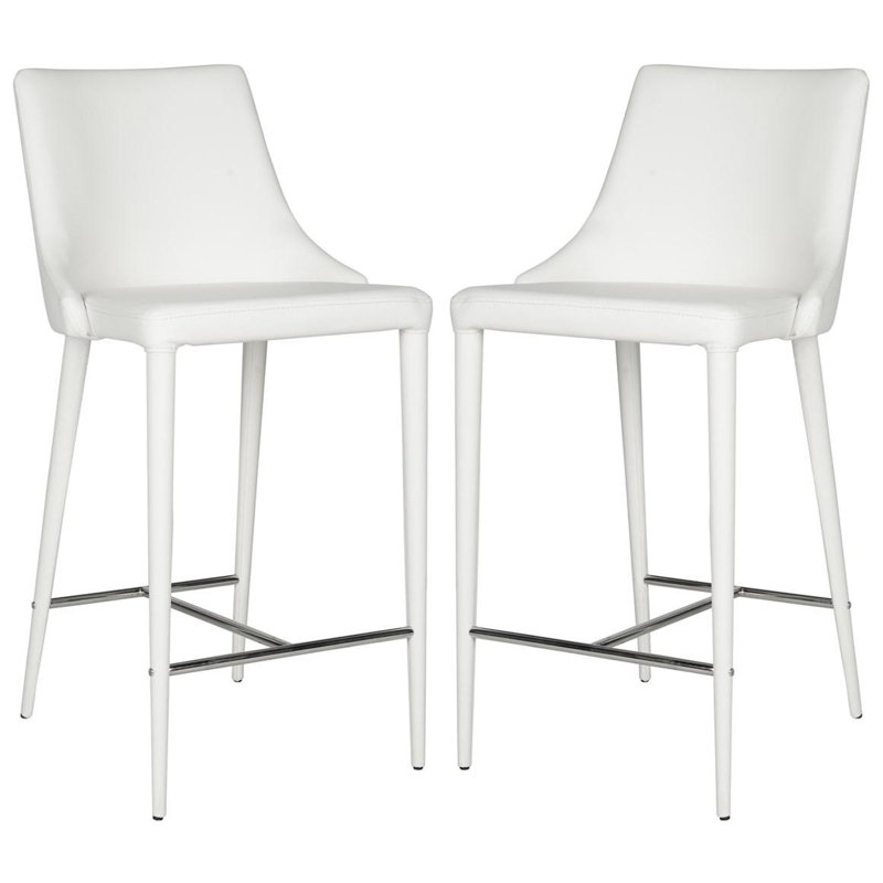 Bohy Modern PU Leather Counter Stool with Chrome Iron Frame, White