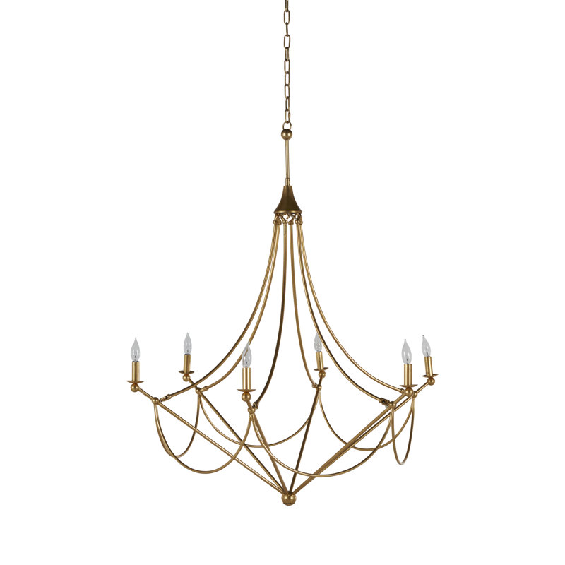 Miles 6 - Light Candle Style Chandelier, Vintage Gold