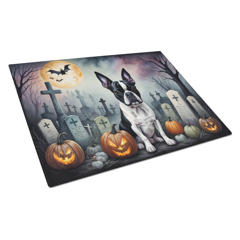 Grande planche à découper en verre Boston Terrier Spooky Halloween
