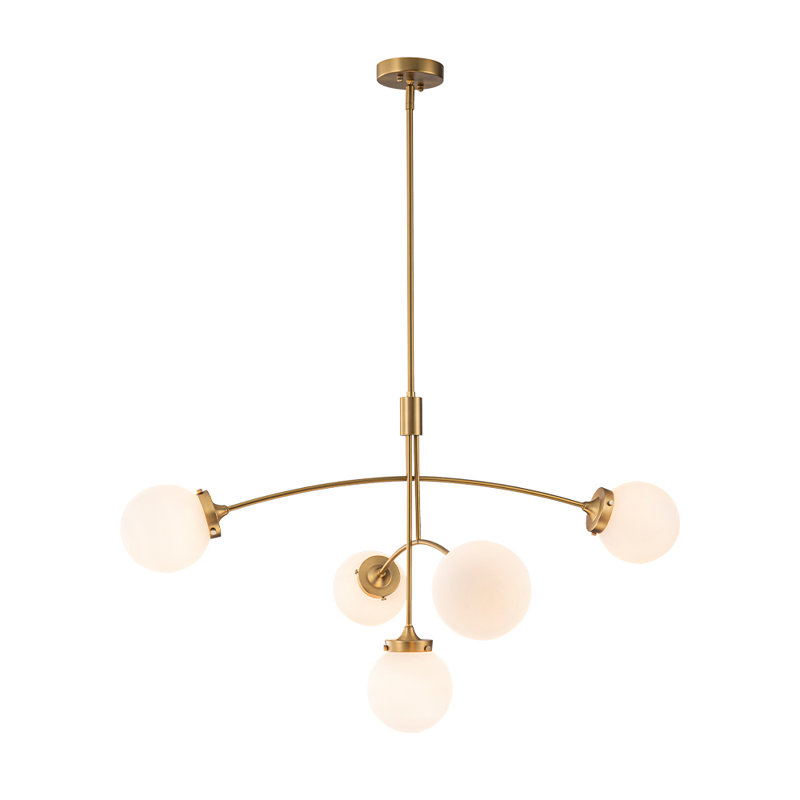 Lustre en verre 5 lumières Modern, Blanc
