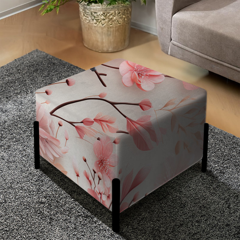 Scandianavian Avian Elegance Serenity Blossoms - Repose-pieds carré floral