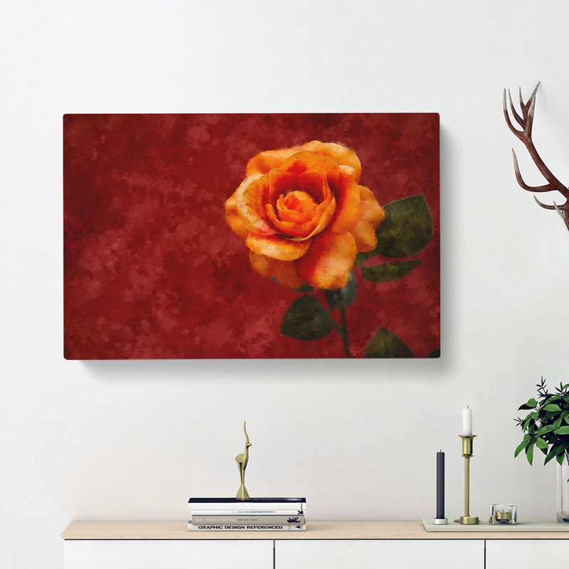 Orange Rose In Bloom - Wrapped Canvas, 30cm H x 45cm W x 4cm D