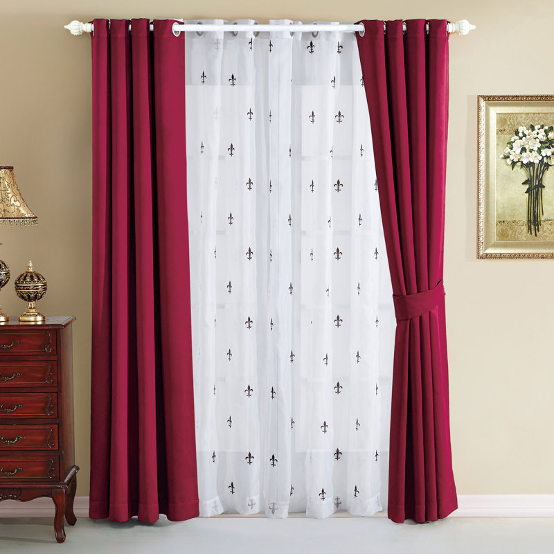 Fleur De Lis Curtain, Burgundy, 54" W x 96" L
