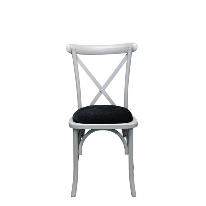 Aviles 43cm H Polyester Blend Upholstered Cross Back Stacking Side Chair, Black, Grey