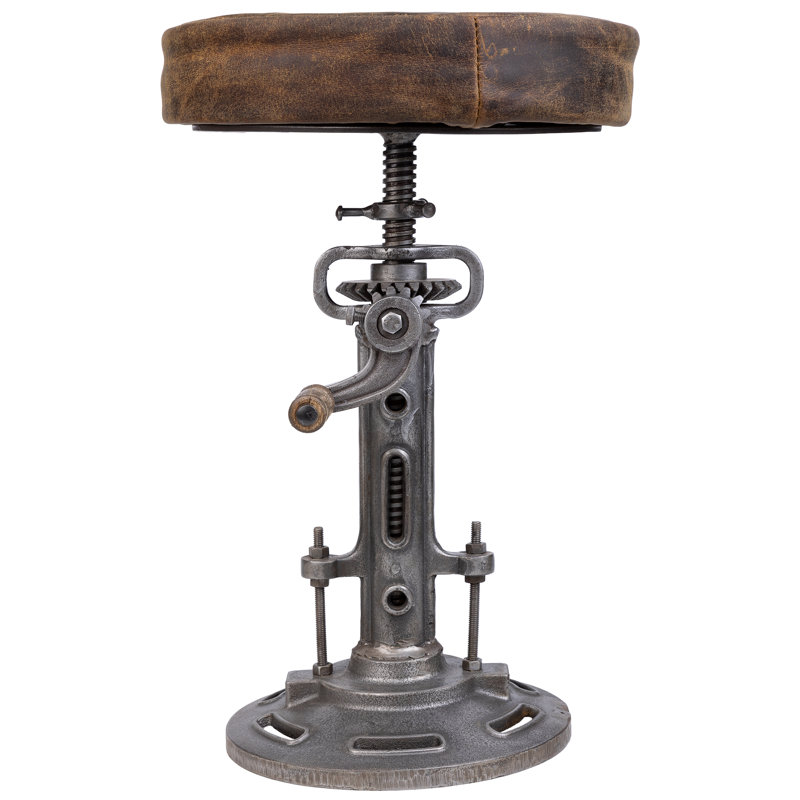 Aaronjit Swivel Upholstered Adjustable Height Counter Stool with Metal Frame