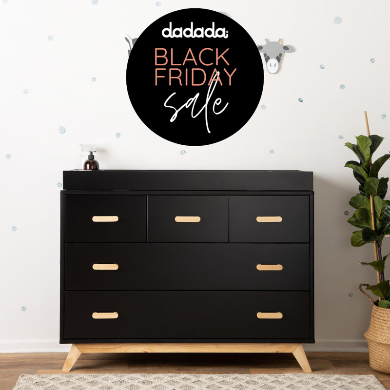 dadada Soho 5-Drawer Dresser - Black, Black/Natural