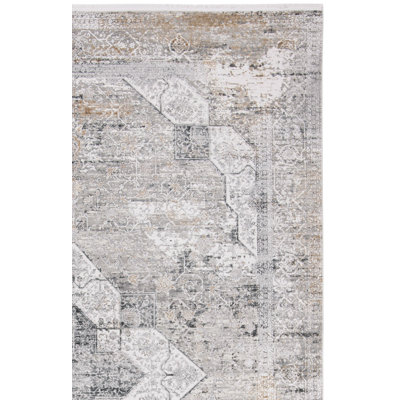 Tapis oriental gris clair en viscose / acyrène Cuccia 700