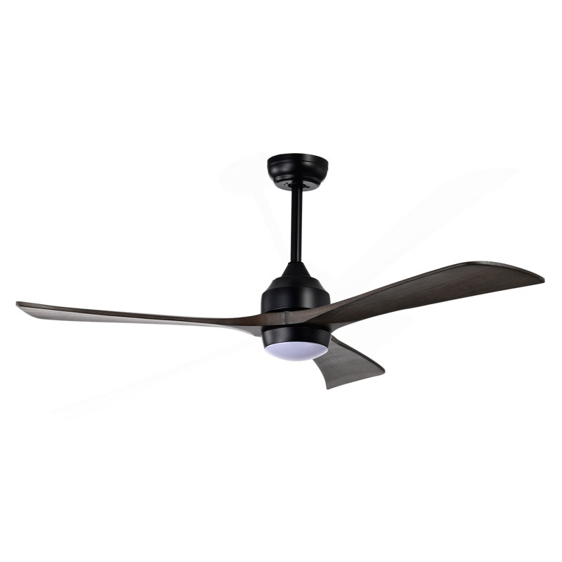 52" Ceiling Fan With Lights Remote Control,Quiet DC Motor 3 Blade Ceiling Fans 6 Speed Levels,Reversible Ceiling Fan, For Patio Living Room, Bedroom, Office,Indoor.(Matte Black +Black Walnut )
