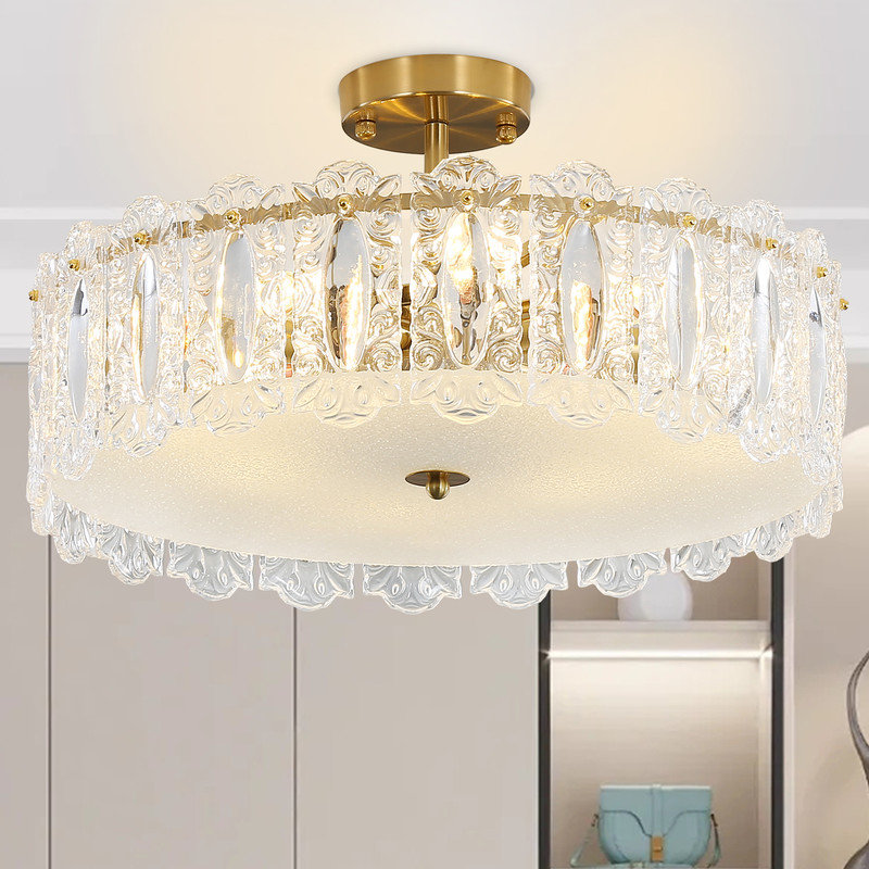 Khawla Dimmable Drum Chandelier, 6.3" H x 23.62" W x 23.62" D, 8