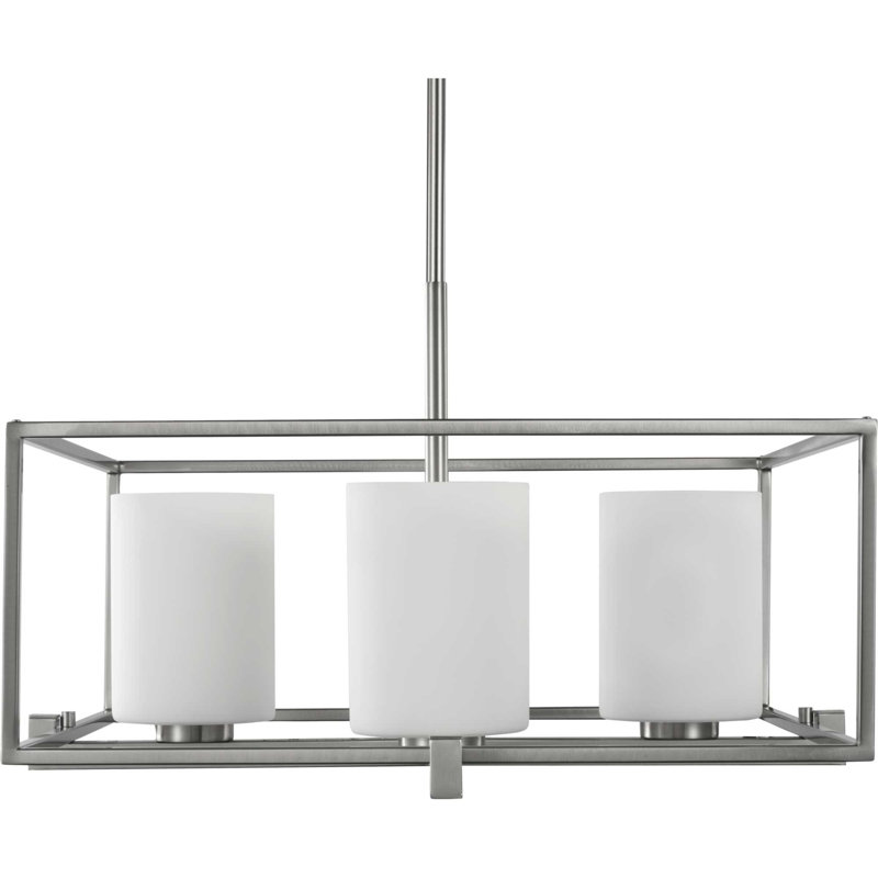 Lustre rectangulaire unique à 4 lumières Alexi, Nickel brossé