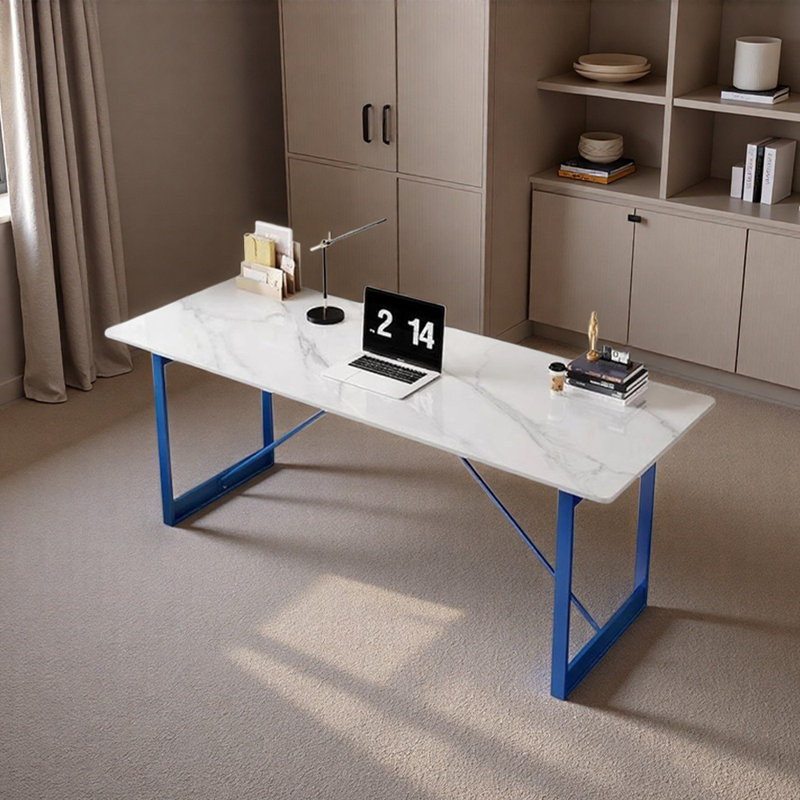 Bureau d'écriture Modern Light, Gris / blanc / bleu, H 29,52 po x l 62,99 po x P 23,62 po