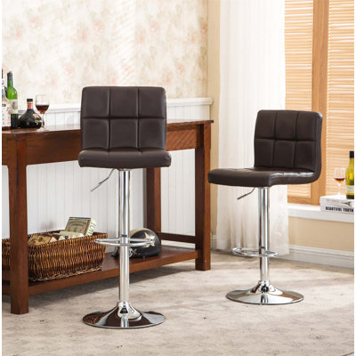 Swivel Faux Leather Adjustable Hydraulic Bar Stool, Set Of 2, Perfect For Modern Kitchens And Bars With Comfort And Style