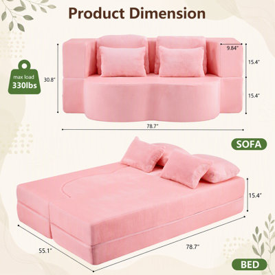 Foldable Sofa Bed, Floor Couch Bed for Living Room, Guest Room, Bedroom