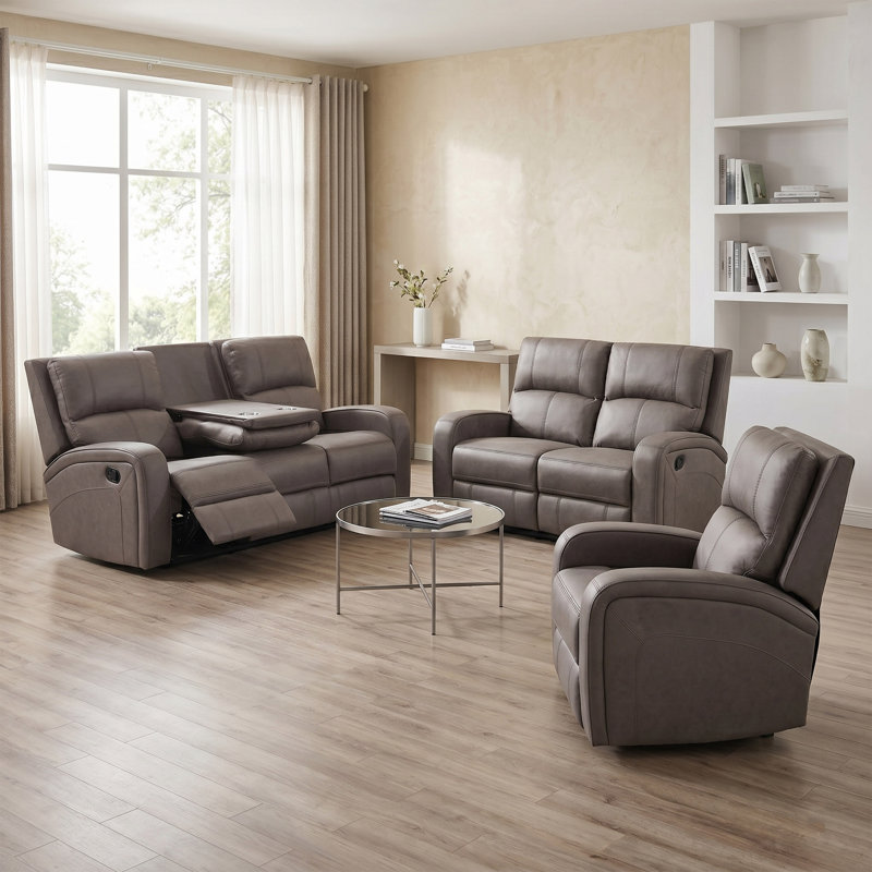Champlin 3 Seater Reclining Sofa, Taupe