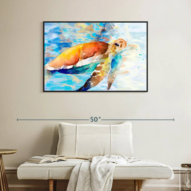 Turtle Passing Through, 40" X 27", Floating Frame Black