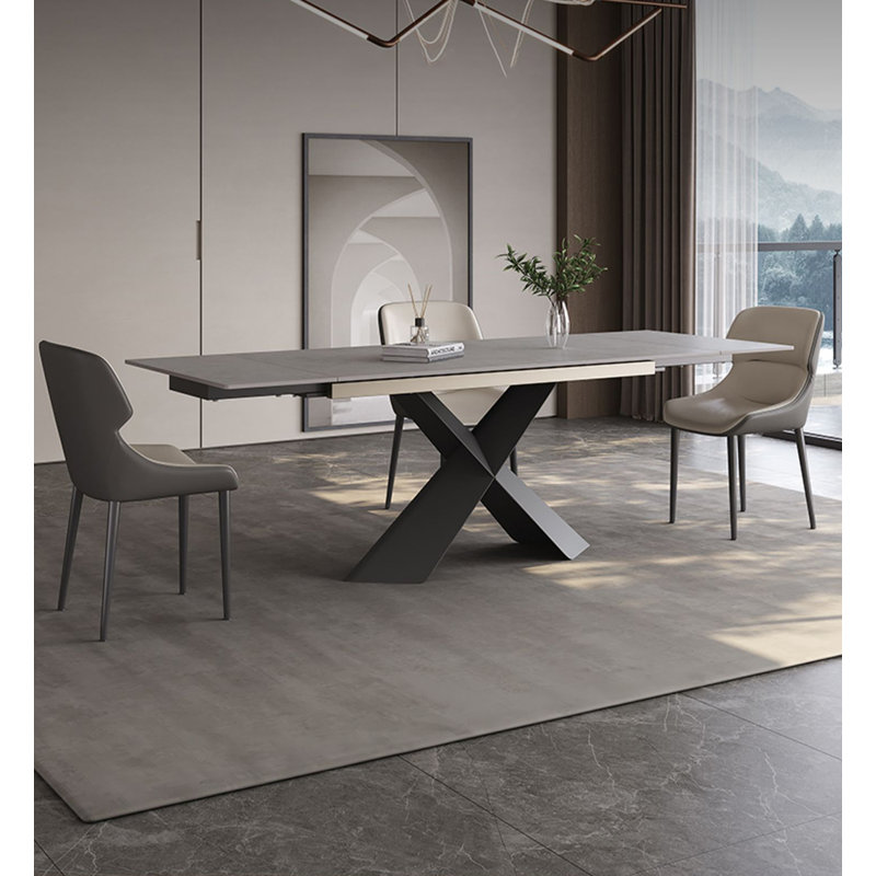 Modern minimalist extendable folding dining table, 29.53" H x 62.99" L x 35.43" W