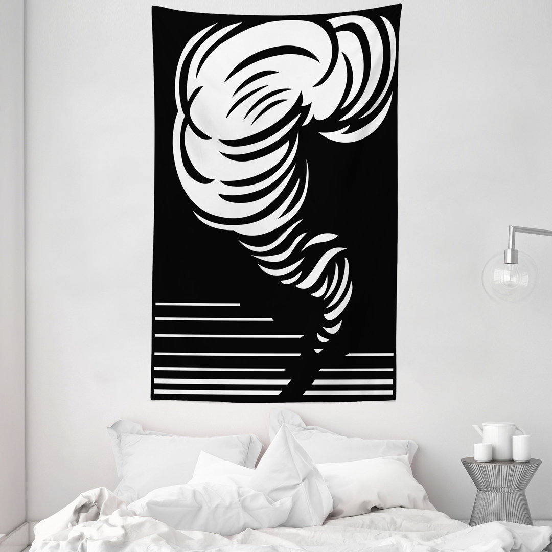 Wandteppich, Monochromes Twister-Design, Schwarz und WeiÃŸ