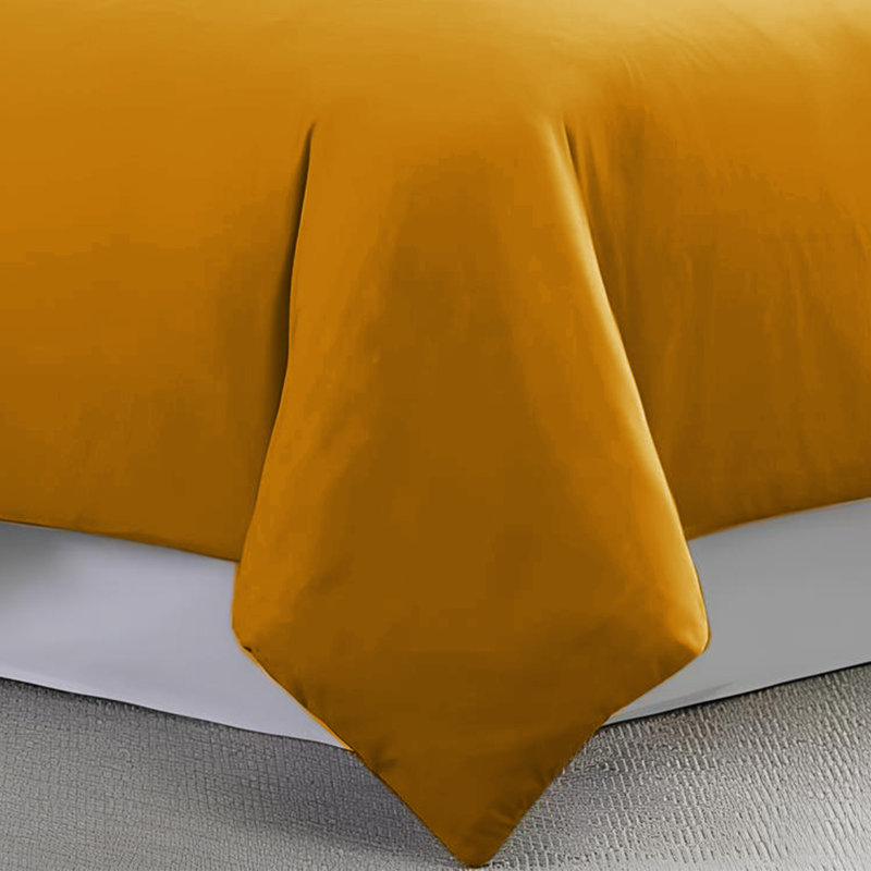 Humiston Solid Colour Duvet Cover Set with Pillowcases Included, King Duvet Cover + 2 Standard Pillowcases, Ochre